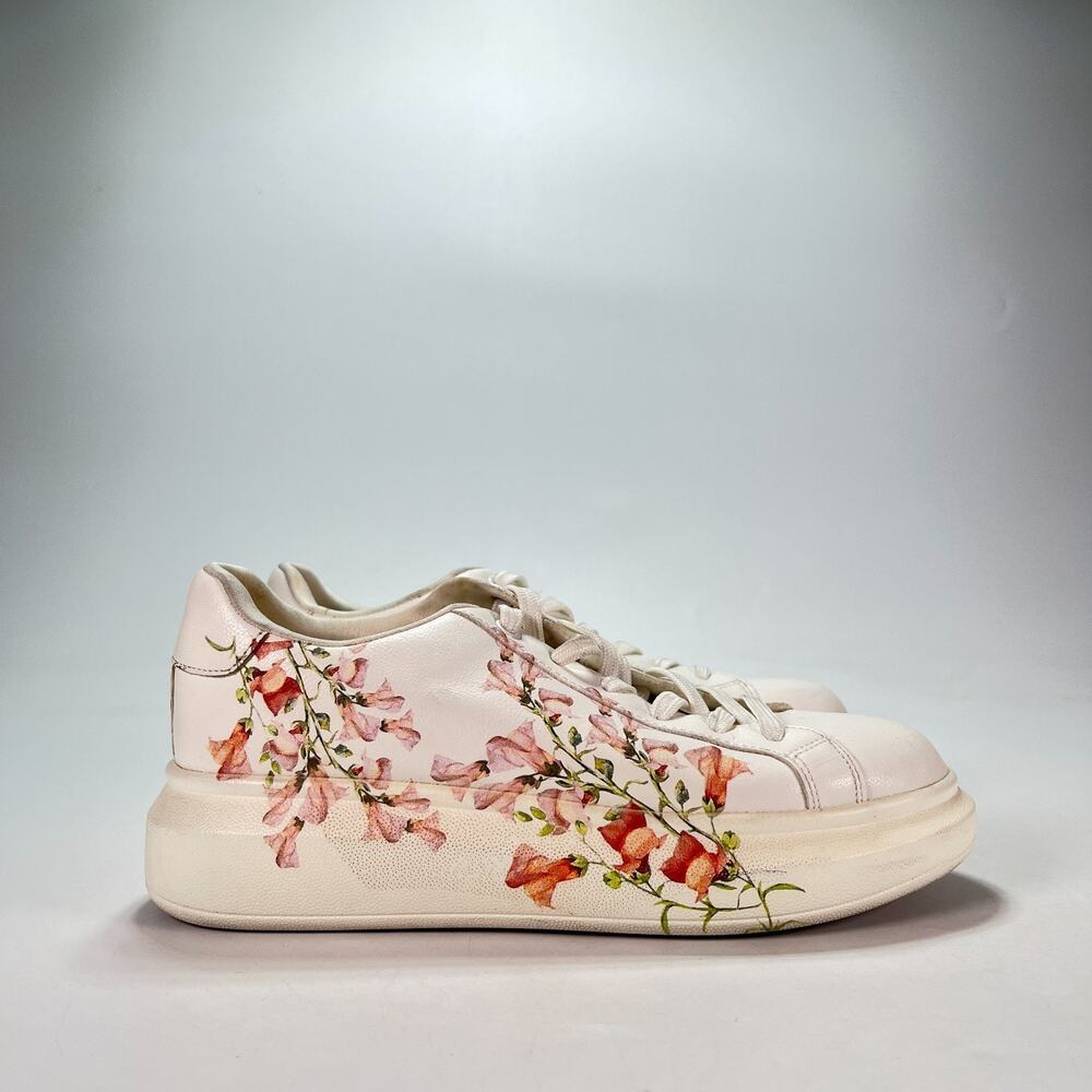 ALDO Peono Floral White Low Top Comfort Lace Up Platform Sneakers Women's Size 8